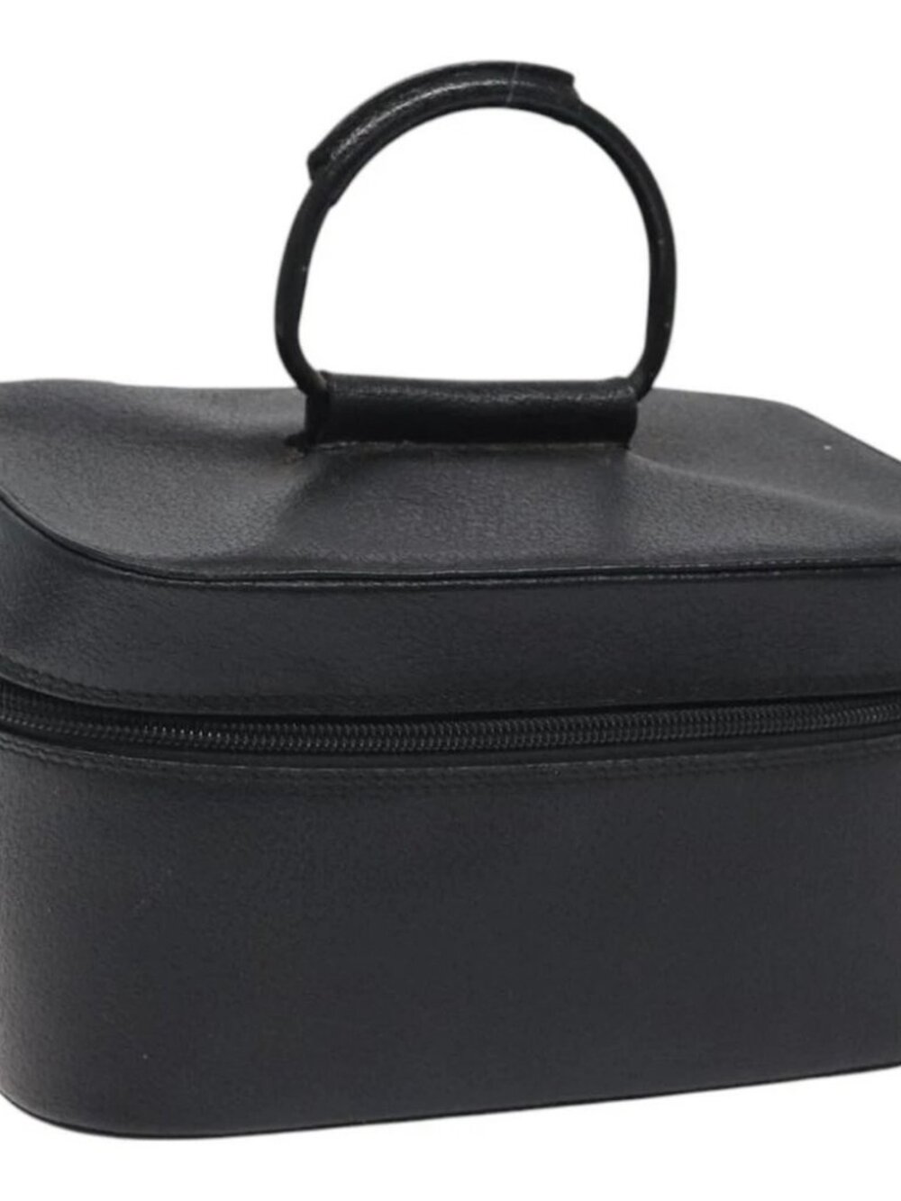 GUCCI Vanity Pouch Leather Black Silver Auth 121646